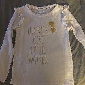 Rae Dunn White Long Sleeve Shirt with Gold Accents
